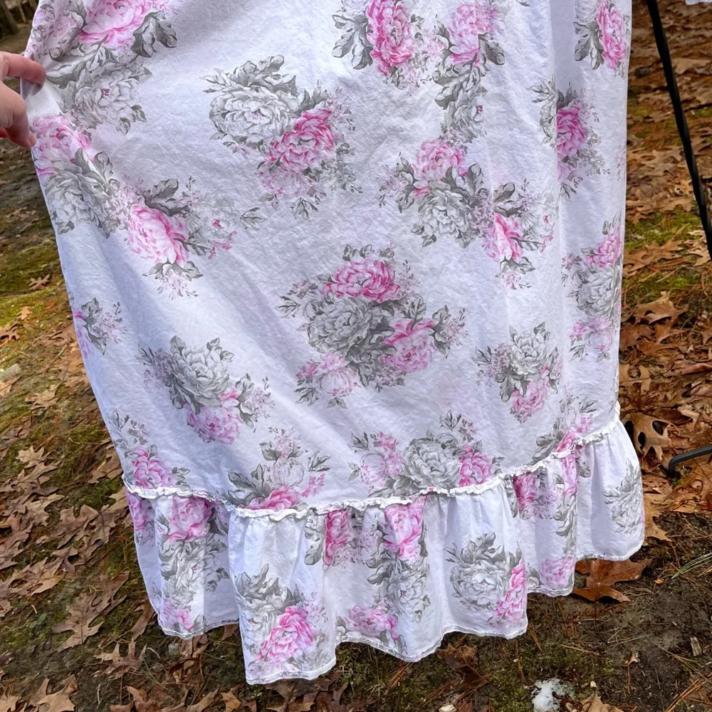 2021 Eileen West Floral Ruffle Nightgown Lace & Ribbon Trim Coquette Cottagecore - Picture 14 of 16